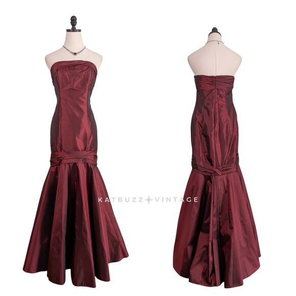 Vintage Prom Dress Maxi Gown 6 Red 90s Y2K Strapless Glam Goth Princess Wedding Vintage Prom Dress Maxi Gown 6 Red 90s Y2K Strapless Glam Goth Princess Wedding